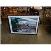 Image 1 : FRAMED 35" X 48" ACRYLIC ON BOARD BLUE HERON IN FLIGHT BY W H MAYBENG '95