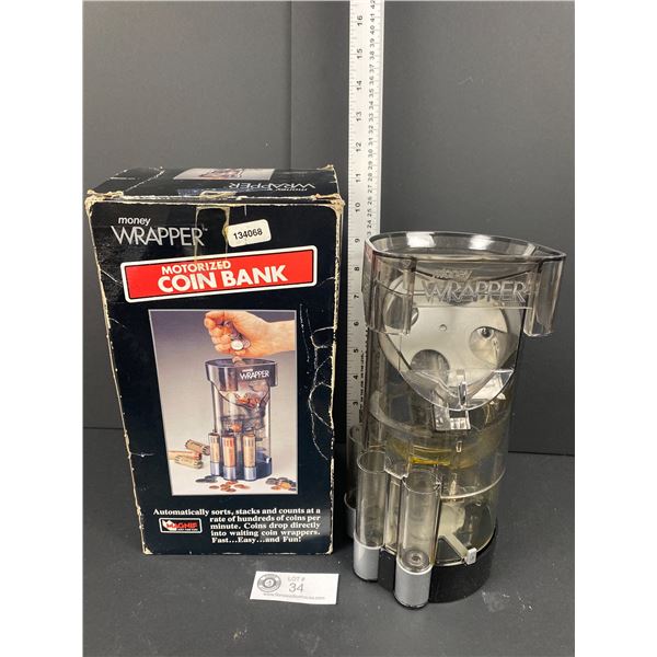 Money Wrapper Motorized Coin Bank with Original Box