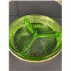 Image 2 : Vintage Uranium Glass Divided Dish with Silverplate Caddy