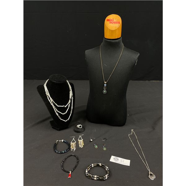 Lovely Silver and Black Costume Jewelry Lot