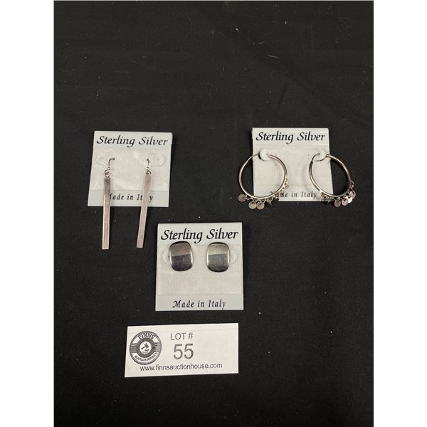 New Sterling Silver Earrings. Made in Italy