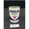 Image 1 : Havoline Motor Oil Tin Texaco T Circa 1962 One US Quart