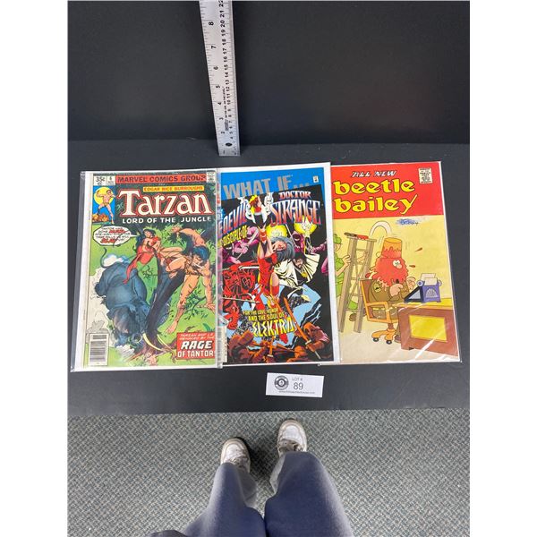 Lot of 3 Vintage Collectible Comic Books - On Board, In Bags - Tarzan, Etc.