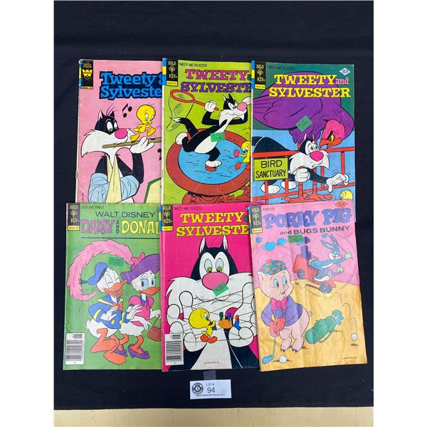 Lot of 6 Vintage Collectible Comic Books - Tweety and Sylvester, Daisy and Donald, Etc.