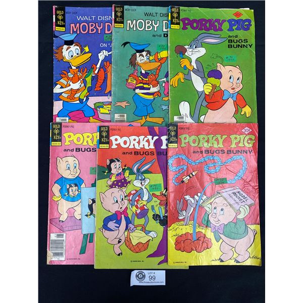 Lot of 6 Vintage Collectible Comic Books - Porky and Bugs Bunny, Moby Duck, Etc.