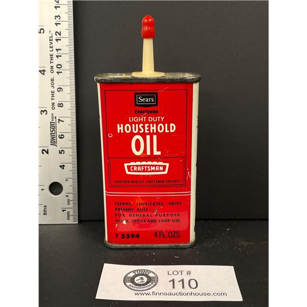 Sears Craftsman Light Duty Household Oil  4 Fluid Ounce Tin