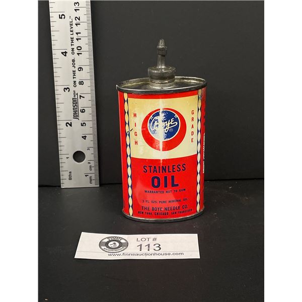 Boye Stainless Oil Mineral Oil 3 Fluid Ounce Tin With Contents