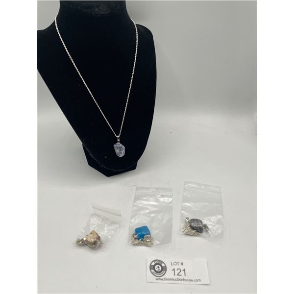 5 Gemstone Free Form Necklaces, Chains Included