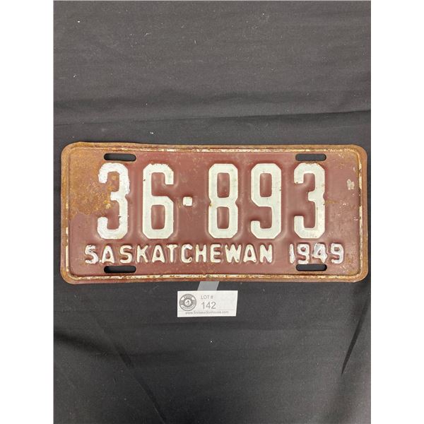 1949 Saskatchewan Vintage Collectible License Plate