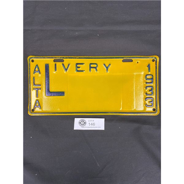 1933 Alberta Livery Vintage Collectible License Plate