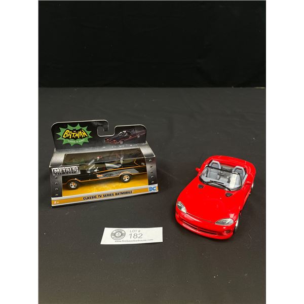 Lot of 2 Collectible Die Cast Cars - Viper RT/10 Made in Italy 1:24 Scale and Classic TV Series Batm