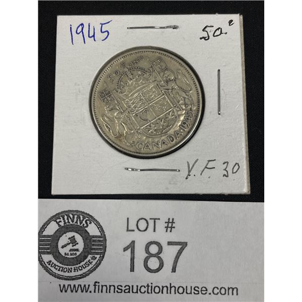 1945 Canadian 50 Cent Coin XF30