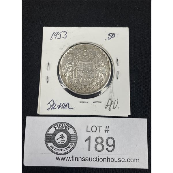 1953 Canadian 50 Cent Coin  AU