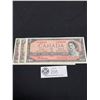 Image 2 : Lot of 3 Circulated 1954 $2 Canadian Bills