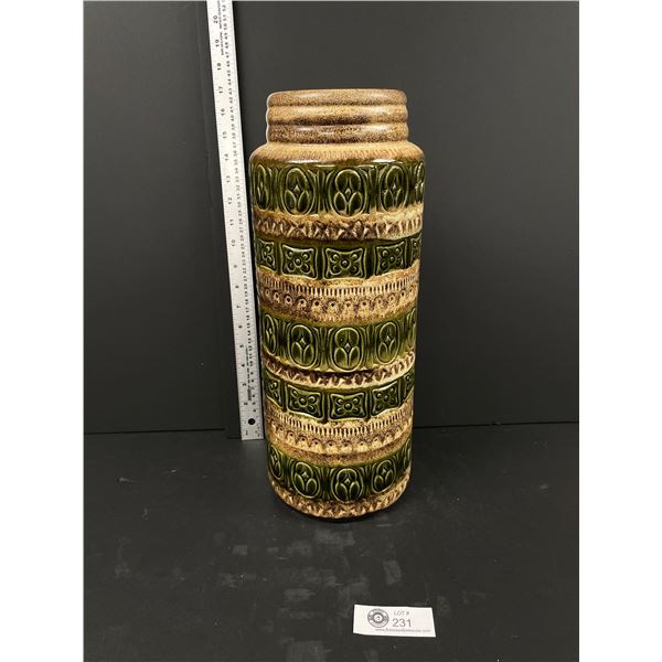 16  Tall MCM Interesting Graphics, Stamped and Numbered West German Vase