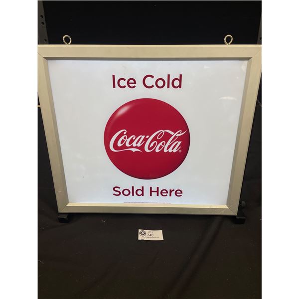 Ice Cold Coca Cola Sold Here Button Sign - Double Sided, Lights Up, Works!