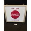 Image 1 : Ice Cold Coca Cola Sold Here Button Sign - Double Sided, Lights Up, Works!