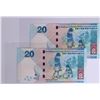 Image 2 : 2016, HSBC $20 DR985674, DF001880, 2 pcs of fancy S/N,UNC