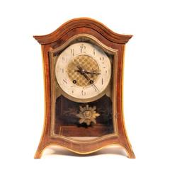 Mahogany marquetry inlaid bracket clock