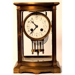 Bronze and glass crystal regulator signed Tiffany