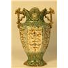 Image 1 : Majolica two handle urn with floral decorations