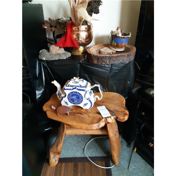 Rustic Hand Hewn Table & Decor A