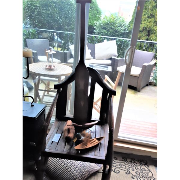 Rustic Log Cabin Chair, Oar, Ducks