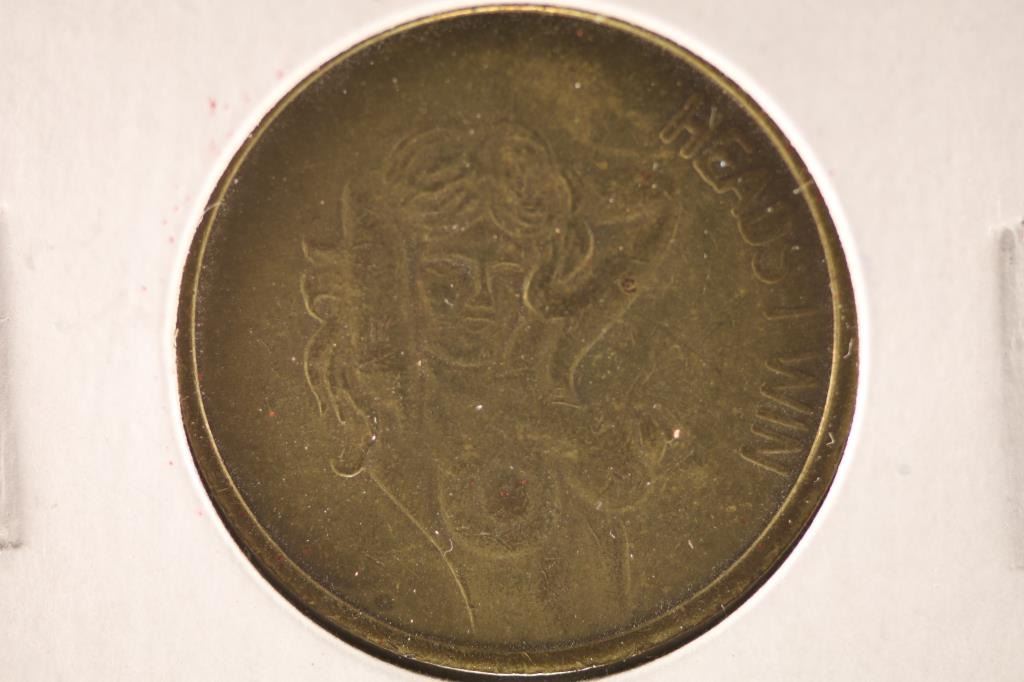 METAL FLIPPER TOKEN WITH WOMAN