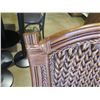 Image 8 : Qty 2 Wicker Woven Arm Chairs w/ Print Seat Cushions & Green Pillows