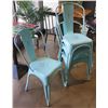 Image 1 : Qty 4 Blue Patina Stacking Chairs