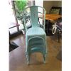 Image 5 : Qty 4 Blue Patina Stacking Chairs