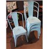 Image 1 : Qty 4 Blue Patina Stacking Chairs