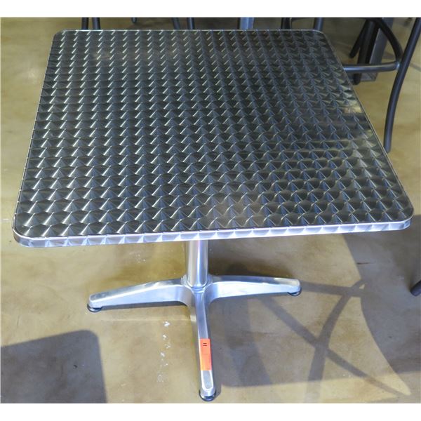 Textured Steel Outdoor Table w/ Pedestal Base 28"x28"x29"H