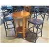 Image 1 : Round Wooden Pub Table from Bali Boo & 2 Stools w/ Foot Rests 20"x17"x40"H