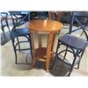 Image 2 : Round Wooden Pub Table from Bali Boo & 2 Stools w/ Foot Rests 20"x17"x40"H