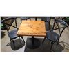 Image 1 : Custom Recycled Wood Table 30"x30" w/ RH Base & 2 Chairs 18"x18"x34"H