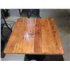 Image 2 : Custom Recycled Wood Table 30"x30" w/ RH Base & 2 Chairs 18"x18"x34"H