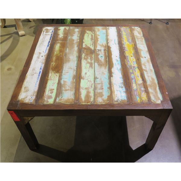 Square Distressed Wood Table Bali Boo 32"x32"x18"H