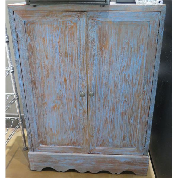Distressed Wood 2 Door Cabinet w/ Inside Shelving 31"x14"43"H (Contents Not Included)