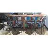 Image 1 : Wooden 2 pc Bar 142"L w/ Indonesian Reclaimed Boat Planks & 5 RH Stools 17"x17"x35"H