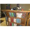 Image 28 : Wooden 2 pc Bar 142"L w/ Indonesian Reclaimed Boat Planks & 5 RH Stools 17"x17"x35"H