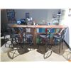 Image 2 : Wooden 2 pc Bar 142"L w/ Indonesian Reclaimed Boat Planks & 5 RH Stools 17"x17"x35"H