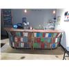 Image 3 : Wooden 2 pc Bar 142"L w/ Indonesian Reclaimed Boat Planks & 5 RH Stools 17"x17"x35"H