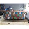 Image 4 : Wooden 2 pc Bar 142"L w/ Indonesian Reclaimed Boat Planks & 5 RH Stools 17"x17"x35"H