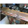 Image 8 : Wooden 2 pc Bar 142"L w/ Indonesian Reclaimed Boat Planks & 5 RH Stools 17"x17"x35"H