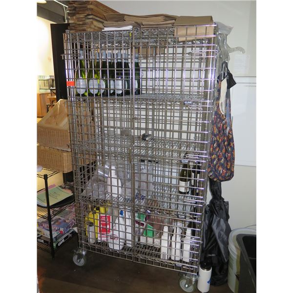 Uline Rolling Steel Locking Wine Cage Security Cart (Contents not included)
