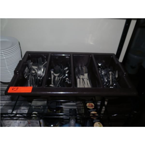 Plastic 4 Section Container w/ Flatware: Forks, Knives, Spoons, etc