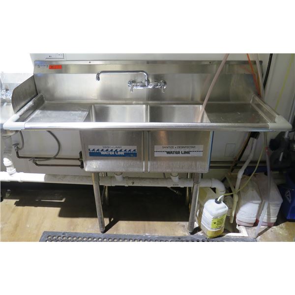 Wash & Lavar Metal Double Basin Utility Sink w/ 2 Ledges 60"x20"x37"H