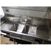 Image 2 : Wash & Lavar Metal Double Basin Utility Sink w/ 2 Ledges 60"x20"x37"H