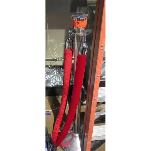 Qty 1 Metal Stanchion Stands w/ Red Cord